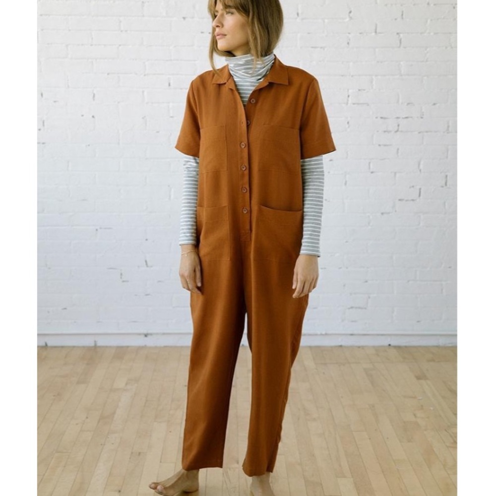 Tradlands Fin Jumpsuit in Linen Clay Tencel Size S
